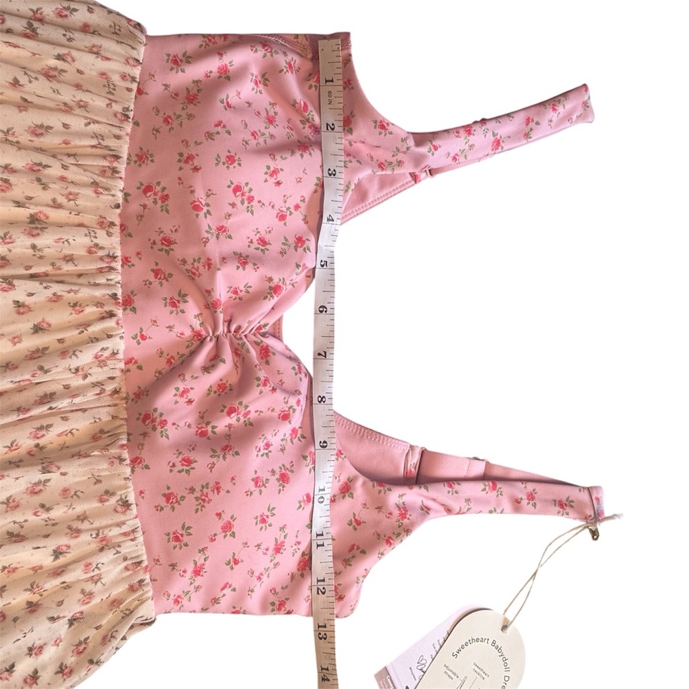 NWT Pink Floral Fitness Sundress with Tiered Skirt Size Small - Picture 5 of 10